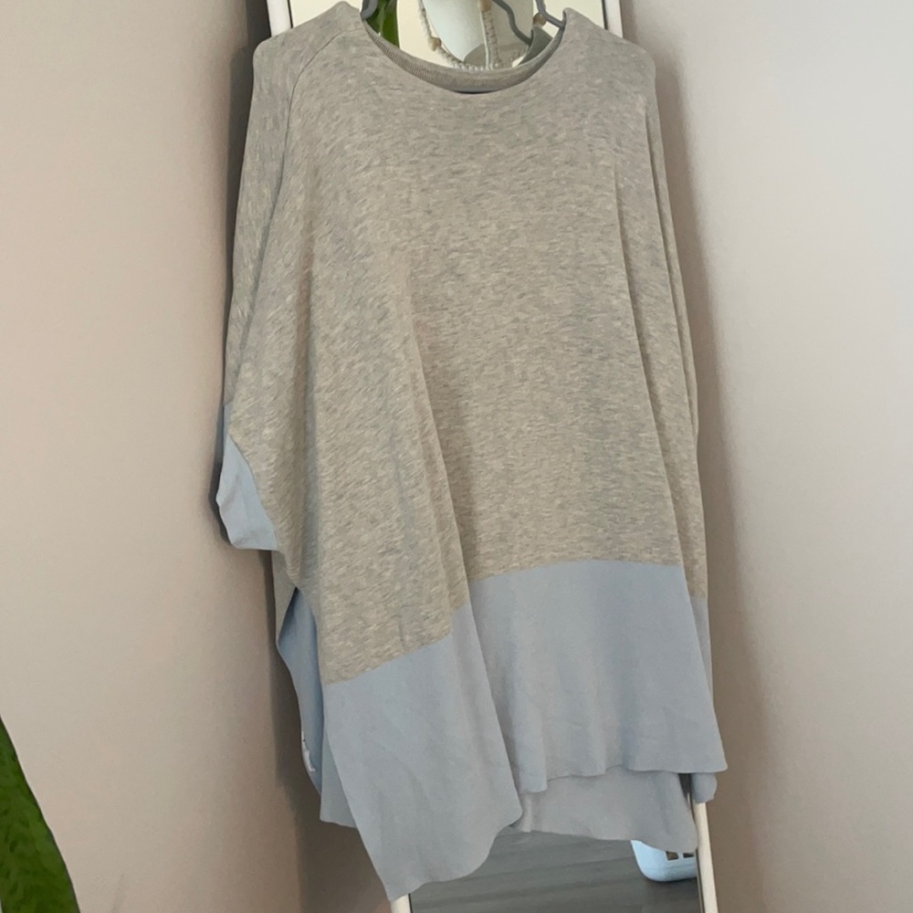 Gray and light blue poncho top from Ann Taylor